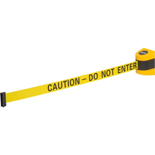 Global Industrial Wall Mount Retractable Belt Barrier, Yellow Case W/15' Yellow Caution Belt 708411YB - main
